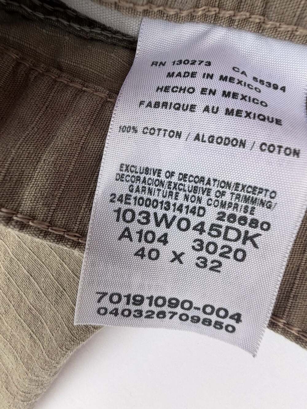 Wrangler Riggs Workwear Ripstop Ranger Cargo Pants Size 40x32 Tan - Picture 4 of 5